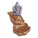Incensário Cascata Flor De Lótus Ganesha Backflow Dourado