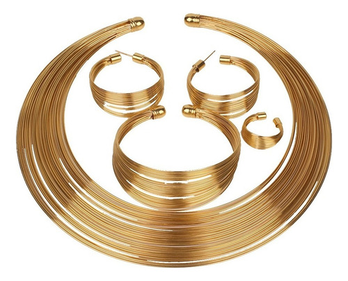 Metal Quatro Peças Terno Colar Brinco Anel Pulseira Africano