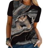 Camiseta Básica Dama Gato 010