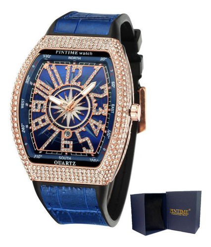 Reloj De Cuarzo Con Diamantes De Lujo Pintime Calendar