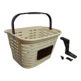 Cesta Cestinha Para Bicicleta Plastica Jks Bege Retro Grande