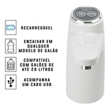 Dispenser Bomba Elétrica Galão Água Recarregável - Luxuoso Cor Branco