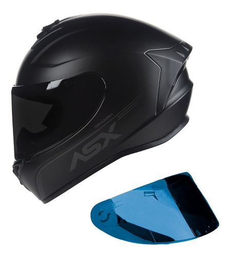 Capacete Asx Draken Vector Monocolor Preto Fosco + Viseira