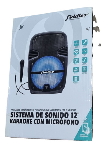 Sistema De Sonido Fiddler Parlante 12' Karaoke Micrófono Bt