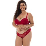  2 Conjunto Lingerie Plus Size 50 52 54 56 Fio Dental Renda