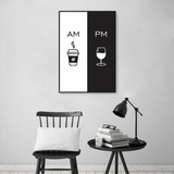 Quadro Cozinha Am Pm - Café E Vinho 60x43 Filete Preto