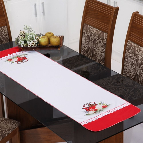 Caminho Toalha Trilho De Mesa Oxford Estampado Rosas Brancas