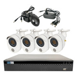 Kit Nvr 4 Câmeras De Segurança Ip Bullet 1080p Visão Noturna