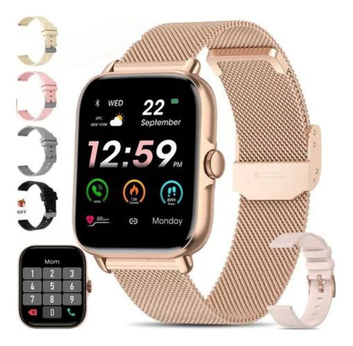 Relógio Smart Watch Feminino Luxo Pulseira Metal + Brindes 