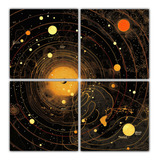 160x160cm Cuadro De Mapa Del Sistema Solar Estilo Pintura Ru