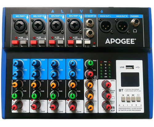 Apogee Consola Mixer Alive 6 Usb Bluetooth 6 Canales