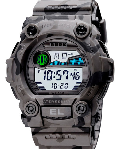 Reloj Militar Hombre Burk 1633 Cronometro Alarma Digital Luz