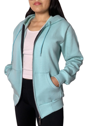 Campera Friza Premium Mujer Abrigada Lisa Con Capucha 