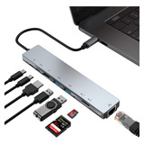 Adaptador Hub Para Macbook 8 En 1 Usb C Hdmi Usb Sd/tf Ds081