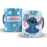 Caneca Personalizada Stitch, Lilo E Stitch Azul Com Nome