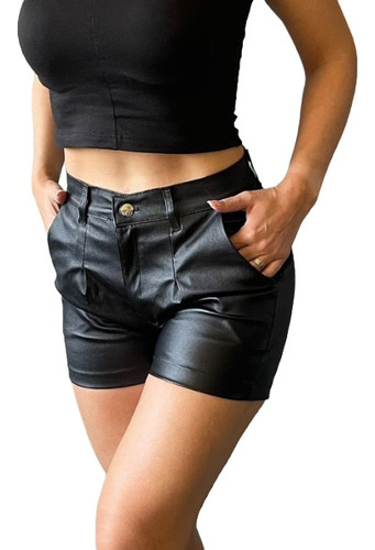 Short Sastrero Engomado Tiro Alto De Mujer 