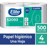 4 Rollos Papel Higiénico Una Hoja Elite Professional 500 Mts