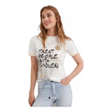 Polera Blanca Desigual Xl Nueva Daisy