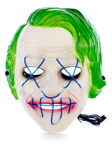 Máscara Luz Led Halloween Joker The Purge Dia Muertos D89