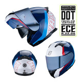 Hax Helmets. Casco Moto Abatible Dot + Ece 06. Amatista Wind Color Azul/blanco/rojo Tamaño Del Casco S - Chico