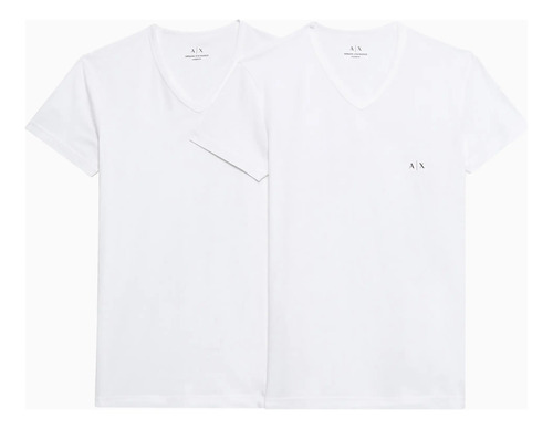 Camisetas Armani Exchange Playeras 2 Pack Blanco Cuello V