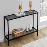 Saygoer Mesa De Consola De Cristal Color Negro, Mesa De Sofa