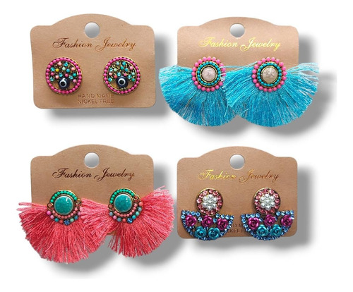 4 Pares De Aretes Paquete Pendientes Para Mujer Dama