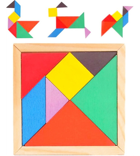 Tangram De Madera Juego Didáctico Rompecabezas Paquete 10pz