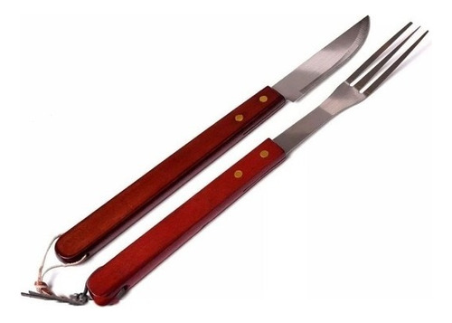 Juego Set Cuchillo Y Tenedor Asado Parrillero Kit Asador Of