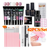 Kit De Polygel + Lampara 6 W + Tornos De Manicura, 42 Piezas