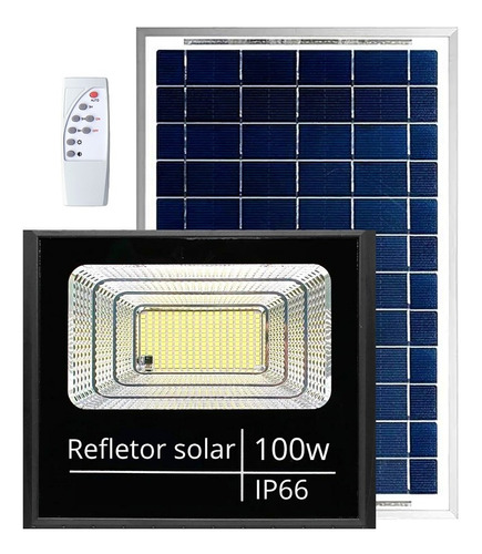 Refletor Holofote Ultra Led 100w Solar P/ Ginásios E Quadras