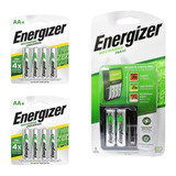 Combo Cargador Maxi+ Pilas Aa X2 Recargables Energizer