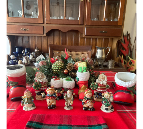 Adornos Navideños Botas , Velas Y Papas Noel 