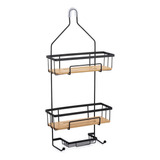 Organizador Para Ducha Colgante Shower Caddy Bamboo Color Negro