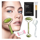 Kit De Cuidado Facial Rodillos Piedra Jade Cepillo Mascarila