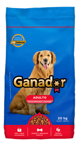 Alimento Seco Para Perro Ganador Adulto Razas Medianas Y Grandes 20 Kg