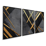 Cuadros Decorativo Moderno Arte Geometrico Gris Dorado Negro