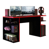 Escritorio Gamer Madesa Mesa Para Computador Gamer 9409 Mdp De 136cm X 75cm X 60cm Negro Y Rojo