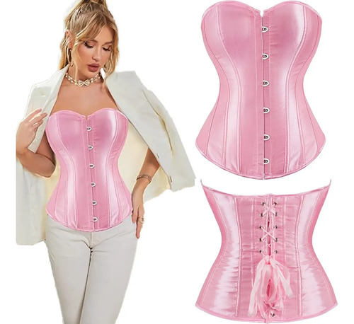 Corset Negro Gotico Victoriano Faja Satén