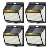 Lámpara Solar Exterior 4 Unidades, 218 Led / 3 Modos, Sensor