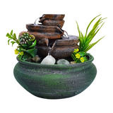 Fonte Cascata De Água Decorativa 3 Quedas Pequena Em Resina Cor Verde 110v/220v