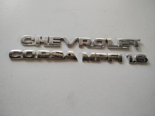 Kit Emblemas Chevrolet Corsa 1.6 Mpfi Aluminio Sin Adhesivo Foto 5