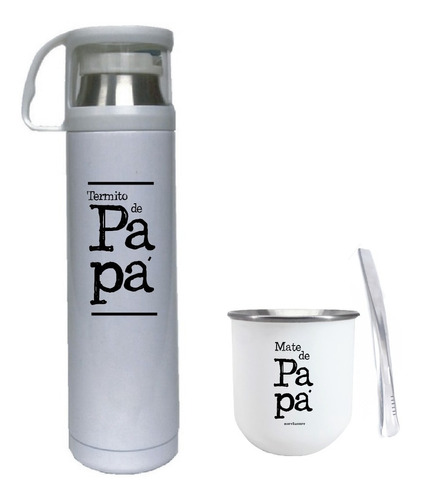 Termo C/taza500cc+ Mate De Acero Personalizado Dia Del Padre