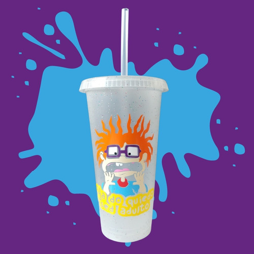 Vaso Rugrats Carlitos - Nickelodeon Con Tapa Y Popote