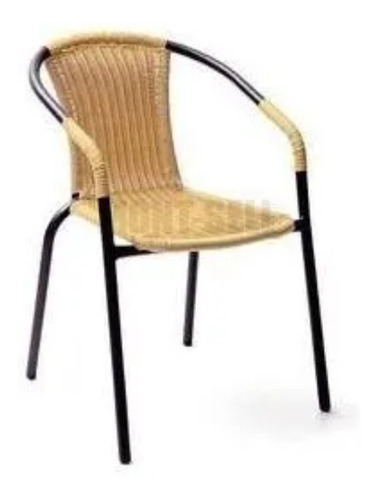 Silla Sillon En Acero Negro Y Rattan Sintético.. 