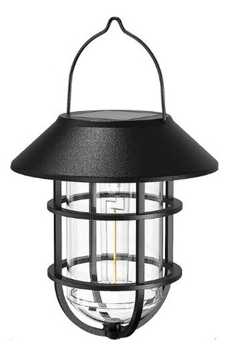 Farol Led Solar Farolas Vintage Luz Calida Color Negro