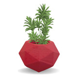 Vaso De Planta Polietileno Decorativo Esfera Diamante 3d M Cor Vermelho