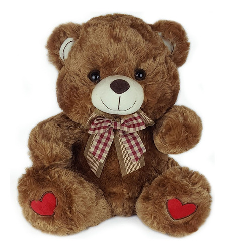 Urso De Pelúcia 35cm Marrom Coração