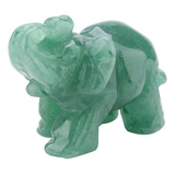 Figura De Elefante De Cristal De 2 Pulgadas Tallada En Jade