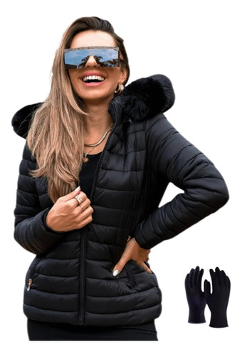 Jaqueta Casaco Feminino Puffer Bobojaco Pelucia Toca Pelinho